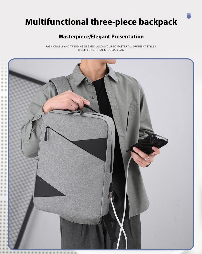 New Business Commute Business Trip Computer Backpack Men's Three-piece Set