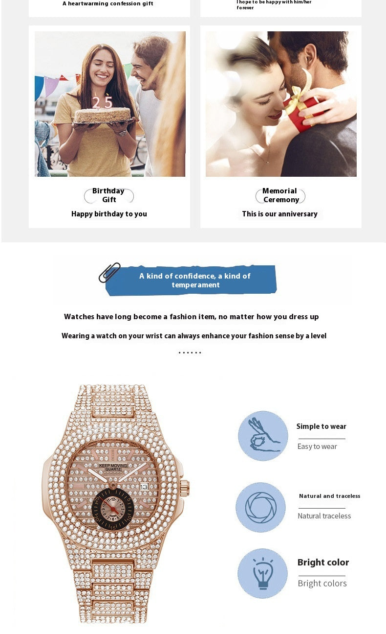 Watch Fashion And Fully-jewelled Calendar Quartz