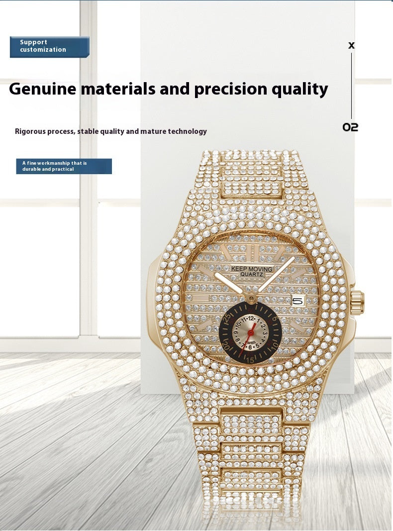 Watch Fashion And Fully-jewelled Calendar Quartz