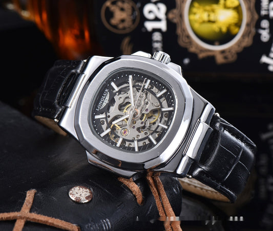 Barrel-shaped Leather Belt Waterproof Watch