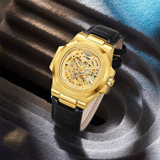 Barrel-shaped Leather Belt Waterproof Watch