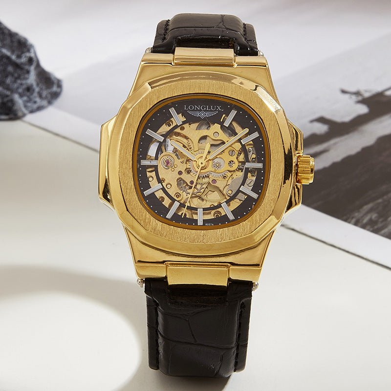 Barrel-shaped Leather Belt Waterproof Watch