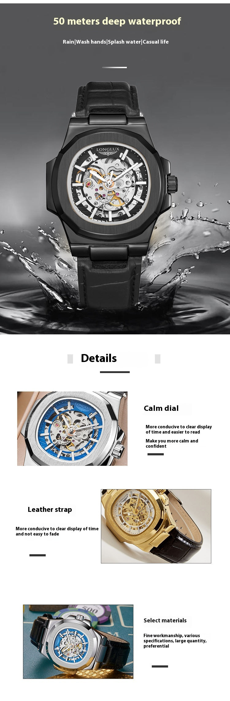 Barrel-shaped Leather Belt Waterproof Watch